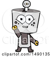 Clipart Happy Cartoon Robot Waving Hello