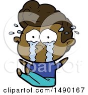 Clipart Cartoon Crying Man Sat On Floor