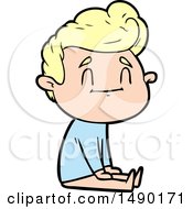 Clipart Happy Cartoon Man Sitting On Floor