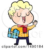 Clipart Laughing Cartoon Man With Present