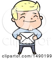 Poster, Art Print Of Happy Cartoon Man With Parcel