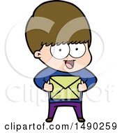 Poster, Art Print Of Happy Cartoon Boy With Present