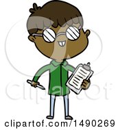 Poster, Art Print Of Cartoon Boy Wearing Spectacles