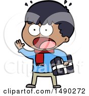 Poster, Art Print Of Cartoon Shocked Man With Gift