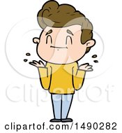Clipart Happy Cartoon Man Shrugging