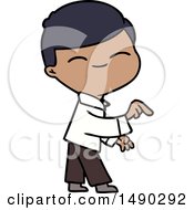 Clipart Cartoon Smiling Boy Pointing by lineartestpilot