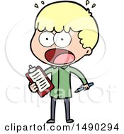 Poster, Art Print Of Cartoon Shocked Man With Clipboard And Pen