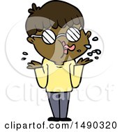 Poster, Art Print Of Cartoon Boy Wearing Spectacles Shrugging Shoulders