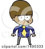 Poster, Art Print Of Nervous Cartoon Boy Wearing Shirt And Tie