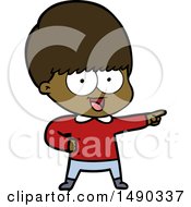 Clipart Happy Cartoon Boy Pointing
