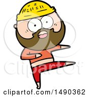 Clipart Cartoon Surprised Bearded Man Dancing