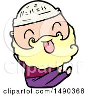 Clipart Sitting Man With Beard Sticking Out Tongue