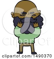 Poster, Art Print Of Cartoon Man With Beard Frowning Checking His Beard