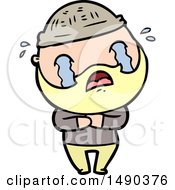 Clipart Cartoon Bearded Man Crying