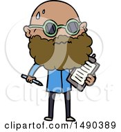 Poster, Art Print Of Cartoon Worried Man With Beard And Sunglasses Taking Survey
