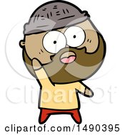 Clipart Cartoon Bearded Man Holding Up Hand
