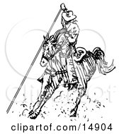 Roper Cowboy On A Horse Using A Lasso To Catch A Cow Or Horse Clipart Illustration