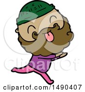 Clipart Running Man With Beard Sticking Out Tongue