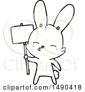 Clipart Curious Bunny Cartoon With Placard