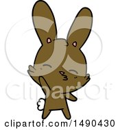 Clipart Curious Waving Bunny Cartoon