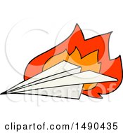 Cartoon Burning Paper Airplane