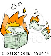 Poster, Art Print Of Burning Money Cartoon
