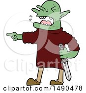 Clipart Cartoon Goblin With Knife by lineartestpilot