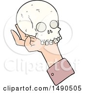 Poster, Art Print Of Cartoon Hand Holding Skull