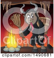 Poster, Art Print Of Demon Goat Man Krampus In A Cave