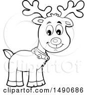 Clipart Of A Black And White Christmas Reindeer Royalty Free Vector Illustration