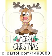 Poster, Art Print Of Merry Christmas Greeting And Reindeer