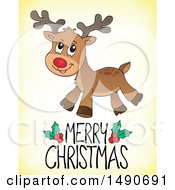 Clipart Of A Merry Christmas Greeting And Reindeer Royalty Free Vector Illustration