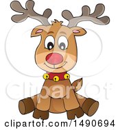 Clipart Of A Red Nosed Christmas Reindeer Royalty Free Vector Illustration