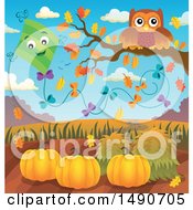 Poster, Art Print Of Kite By An Owl On An Autumn Branch