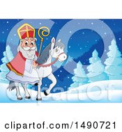 Clipart Of Sinterklaas On A Horse Royalty Free Vector Illustration