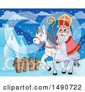 Clipart Of Sinterklaas On A Horse Royalty Free Vector Illustration by visekart