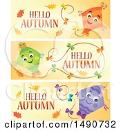 Poster, Art Print Of Hello Autumn Greeting Banners With Kites