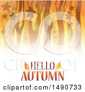 Poster, Art Print Of Hello Autumn Greeting Under A Forest