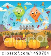 Poster, Art Print Of Pair Of Kites Over Autumn Pumpkins