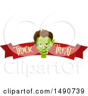 Clipart Of A Frankenstein Head Over A Banner Royalty Free Vector Illustration by Vector Tradition SM