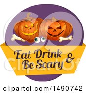 Clipart Of A Pair Of Eyeballs Bones And Halloween Jackolantern Pumpkins Over Text Royalty Free Vector Illustration