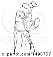 Poster, Art Print Of Black And White Zombie Hand Holding A