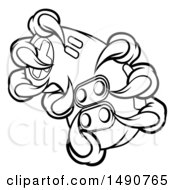 Clipart Of Black And White Monster Claws Gripping A Video Game Controller Royalty Free Vector Illustration