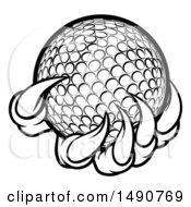 Poster, Art Print Of Black And White Monster Or Eagle Claws Holding A Golf Ball