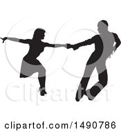 Clipart Of A Silhouetted Latin Dancer Couple Royalty Free Vector Illustration