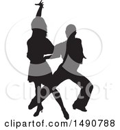 Clipart Of A Silhouetted Latin Dancer Couple Royalty Free Vector Illustration
