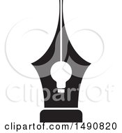 Poster, Art Print Of Black And White Pen Nib With A Light Bulb
