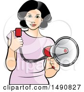 Poster, Art Print Of Woman Holding A Megaphone