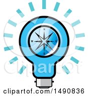 Poster, Art Print Of Bright Blue Light Bulb With A Compass
