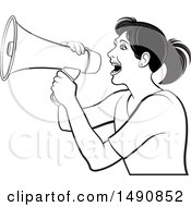 Poster, Art Print Of Black And White Woman Using A Megaphone
